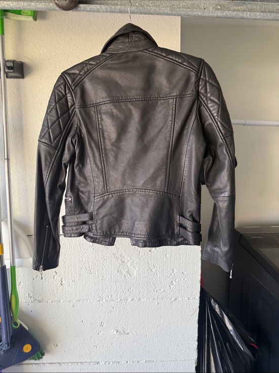 All Saints Jackets & Blazers - All Saints Black Leather Moto Jacket with Quilted Shoulders